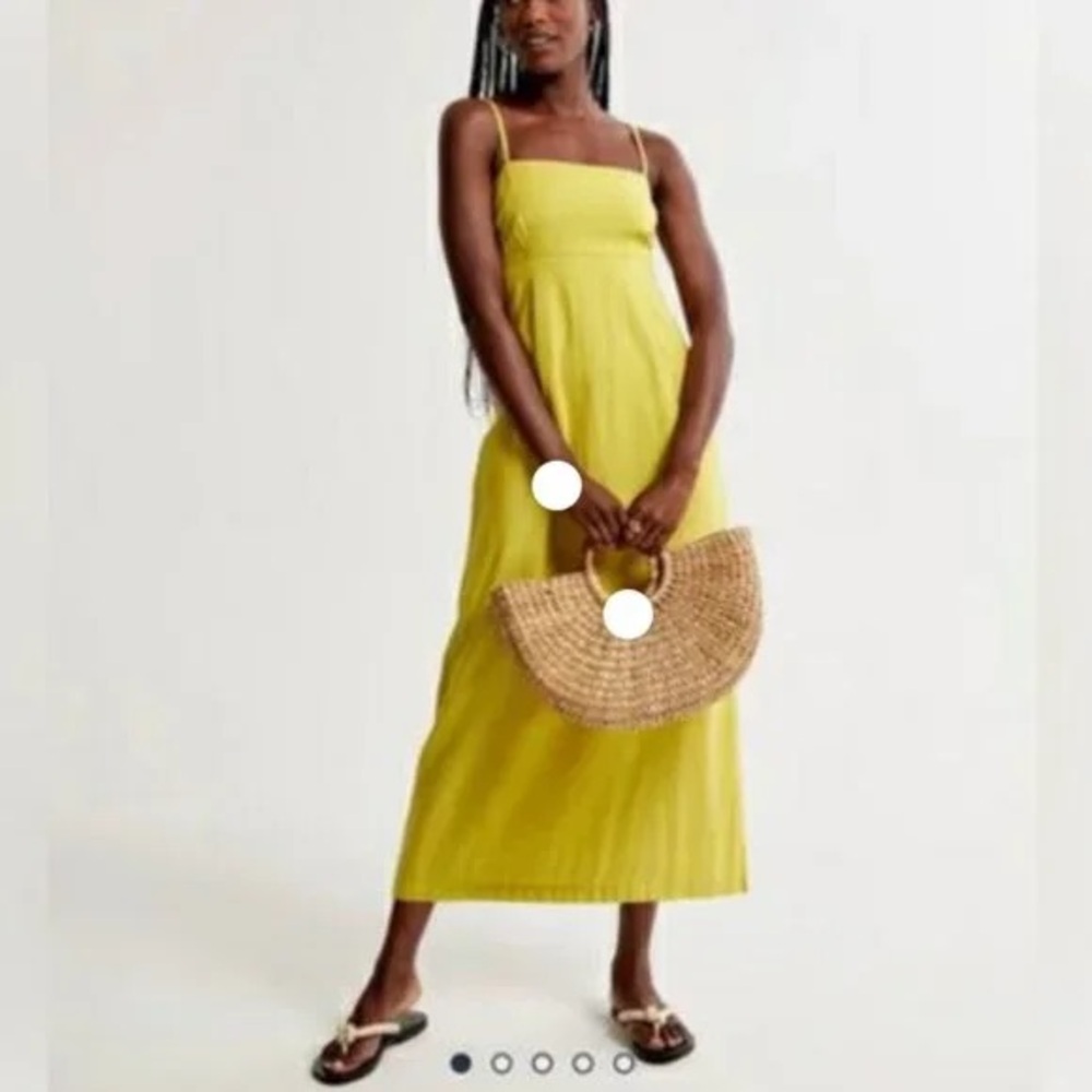 Abercrombie & Fitch Chartreuse Linen Midi Dress